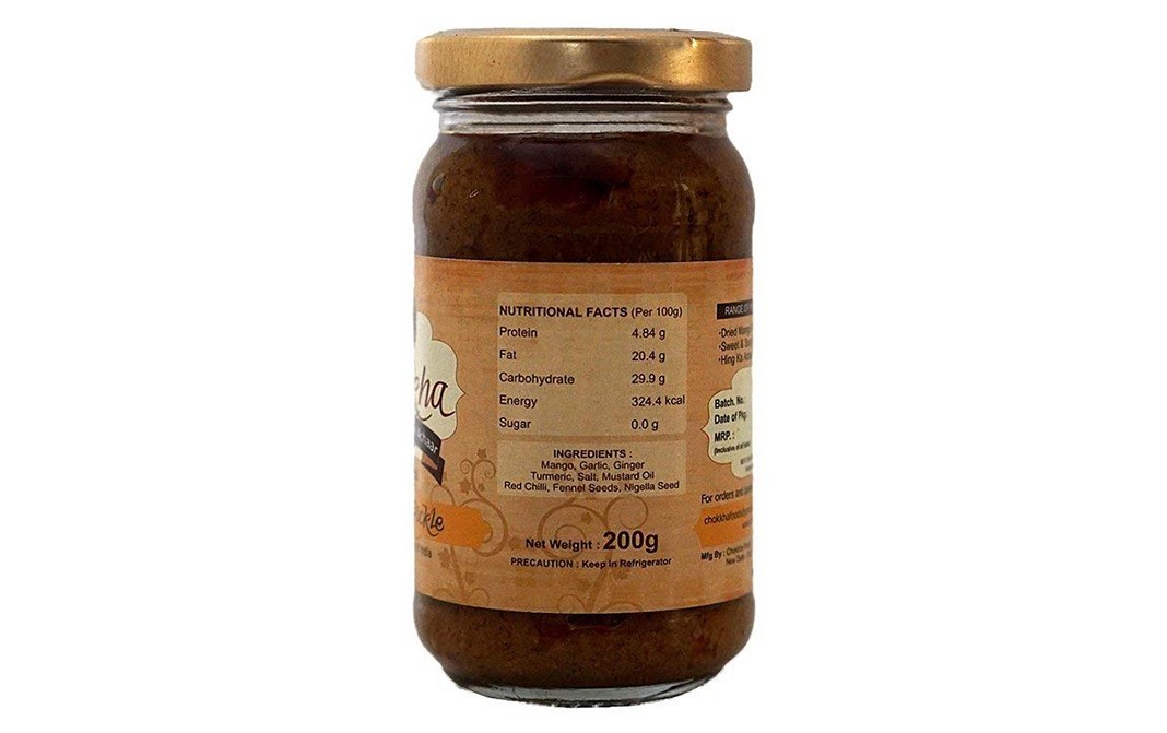 Chokkha Mango Garlic Pickle    Glass Jar  200 grams